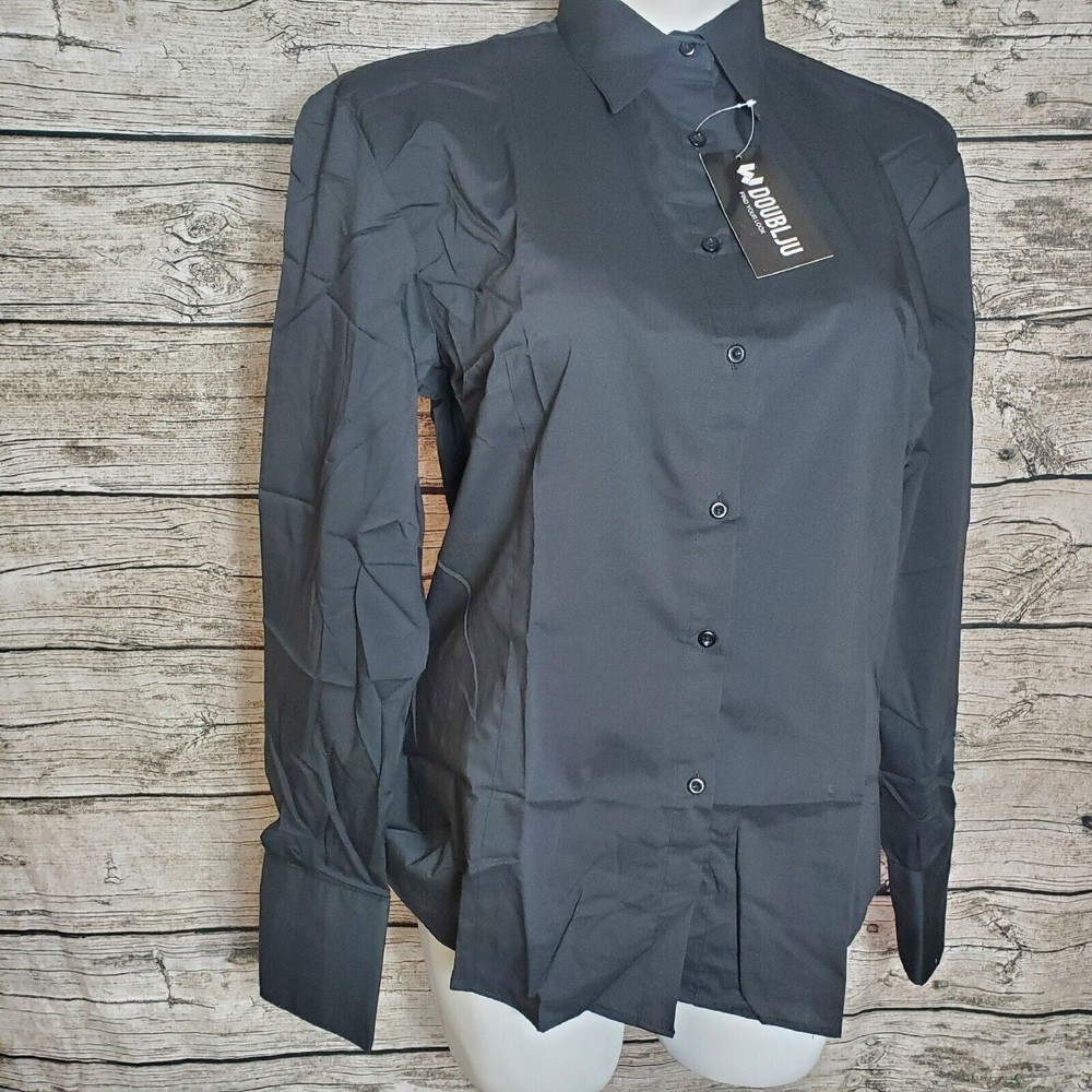 Doublju Black Button Down shirt Size 2XL